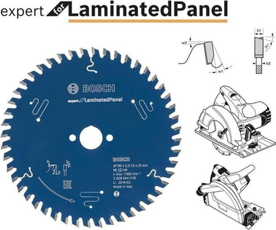 Disk sharre rrethore Bosch Expert për panele të laminuara 190mm, 60 dhëmbë, gri