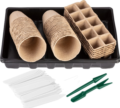 Set fidanësh Verto Plant Seedling, 88 copë, tabaka plastike, vazo që treten vetë, ngjyrë natyrale
