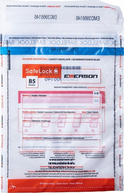 Zarf sigurie Emerson Safe B4, transparent, set 100 copë