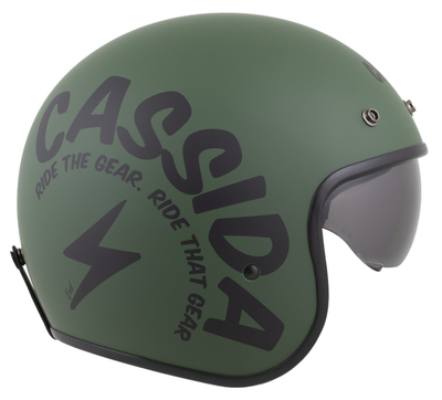 Helmetë moto Cassida Oxygen 2.0 Gear, e hapur, vizor dielli, jeshile mat e zezë