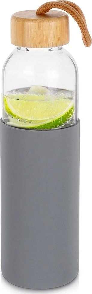 Шише за вода Vilde, боросиликатно стакло, 500 ml, силиконска обвивка, сиво