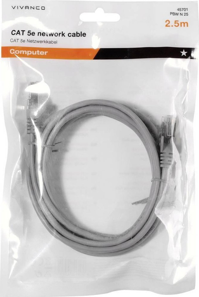 Kabllo rrjeti Vivanco PBW N 25, Cat5e F/UTP, 2.5 m, gri