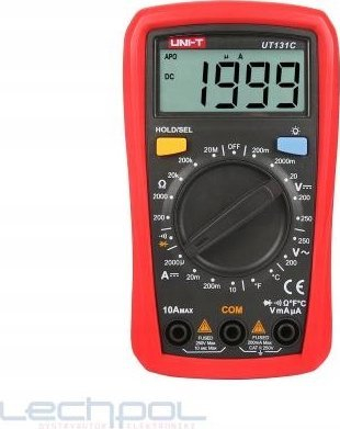 Multimetër dixhital UNI-T UT131C, ekran LCD, me matje temperature, i kuq