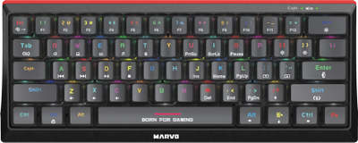 Tastierë gaming Marvo KG962EN B, mekanike Blue, 60%, me drita, e zezë