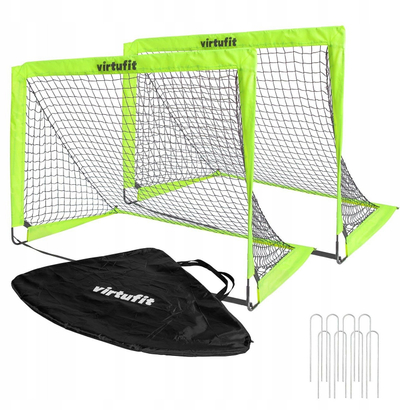 Set porta futbolli VirtuFit Pop-Up, 120 x 90 cm, 2 copë, shumëngjyrëshe