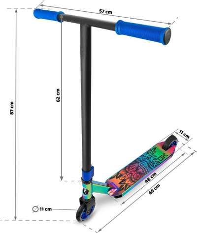 Trotinet freestyle Soke Pro Street, rrota 110 mm, deri 100 kg, neokrom