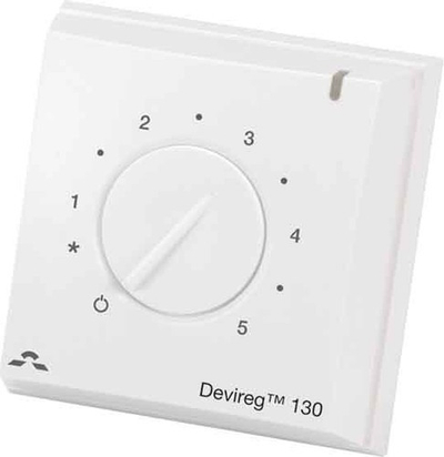 Termostat dhome Devi Devireg 130, montim mbi sipërfaqe, manual, i bardhë