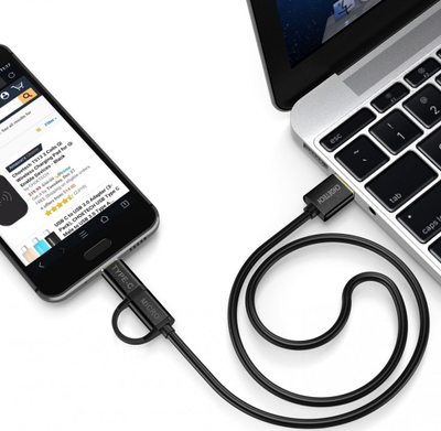 Kabllo USB CHOETECH XAC-0012-102BK, 2 në 1 Type C Micro USB, 1.2m, e zezë