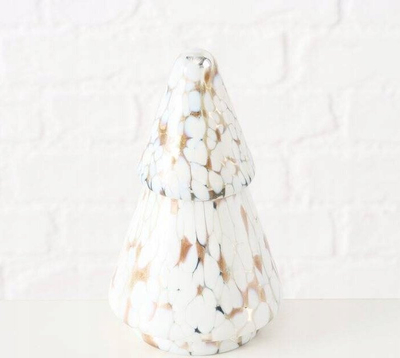 Mbajtëse qiriu Boltze Home Dotti, xham, 17.5 cm, e artë me të bardhë