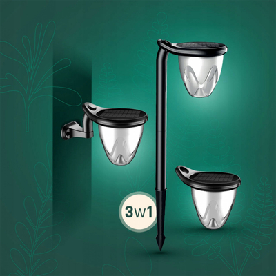 Dritë kopshti me diell Spectrum Solara Brilo 3‑në‑1, LED 1W, 100lm, 3000–6000K, IP44, e zezë