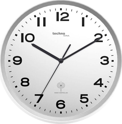 Ora murale Techno Line WT 8500-2, sinjal radio, 30 cm, argjendi