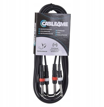 Kabllo audio CABLE4ME DJJ3, 2x Jack mono 6.3mm në 2x Jack mono 6.3mm, 3m, e zezë