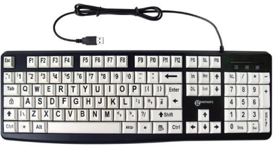 Tastierë Geemarc KBSV3, USB, layout gjerman QWERTZ, taste të mëdha, bardh e zi