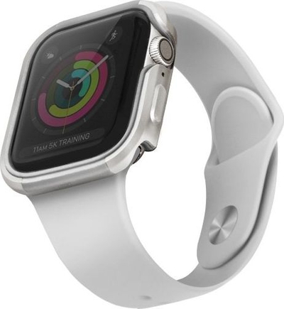 Mbulesë Uniq Valencia për Apple Watch Series 5 4 40mm, mbrojtje 360°, argjendtë titanium