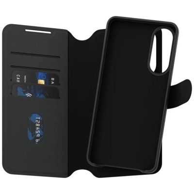 <![CDATA[Kopertinë telefoni PanzerGlass CARE by Feature Case Tango, portofol 2-n-1, Qi kompatibile, për Samsung S25 Edge, e zezë]]>