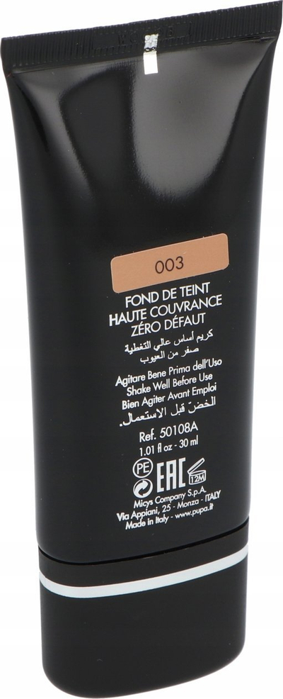 Fondatinë Pupa Extreme Cover, pa vaj, 003 Dark Ivory, 30 ml