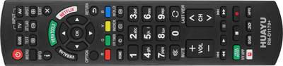 Telekomandë TV Huayu RM D1170+, universale PANASONIC, me bateri AAA, e zezë