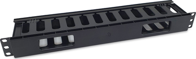 Panel për rregullim kabllosh LevelOne Equip 327318, 19", për rack, i zi