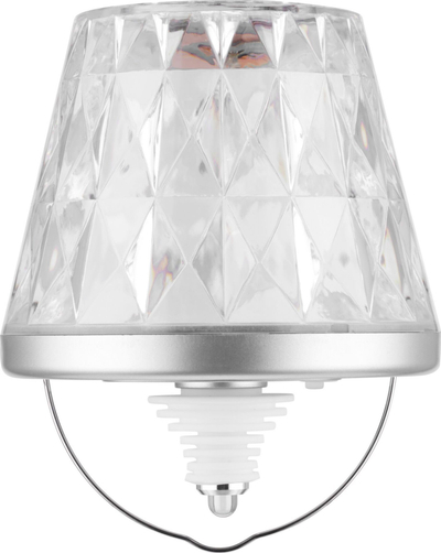 Llambë tavoline REV Bottle Light Lamprusco Cristal, LED, me bateri rikarikueshme, transparente