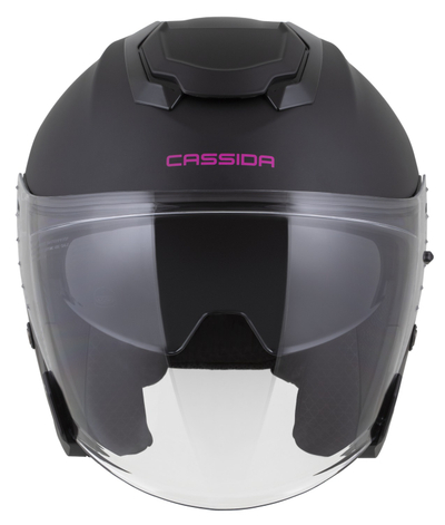 Helmetë jet Cassida Jet Tech 2.0 Solid, polycarbonate, ECE 22.06, e zezë mat rozë