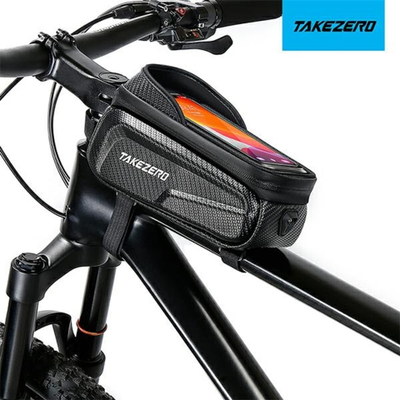 Çantë kornize biçiklete Takezero TZ01, 6.7", rezistente ndaj ujit, e zezë