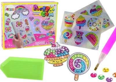 Set dekorimi me diamante LEAN Toys, autocollantë karamele, shumëngjyrësh