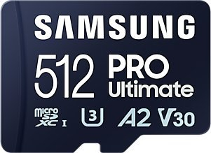 Kartë memorie Samsung PRO Ultimate MB-MY512, 512GB MicroSDXC UHS-I, klasë U3 A2 V30, blu