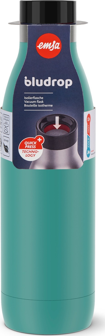 Shishe termike Emsa Bludrop Color, çelik inox, 24 orë mbajtje e ftohtë, shumëngjyrëshe