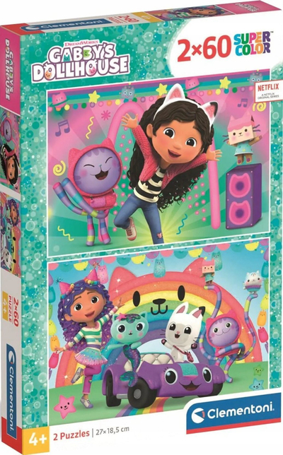 Puzzle Clementoni Gabby's Dollhouse, set 2x60 copa, për kalamaj 4+