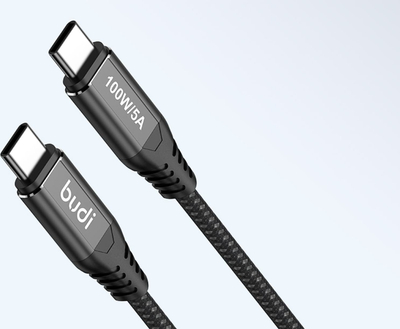 Kabllo USB C në USB C Budi, 100W, 3m, e zezë