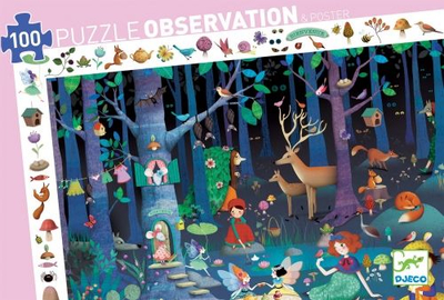 Сложувалка набљудување Djeco DJ07504 Enchanted Forest, за деца, шарена