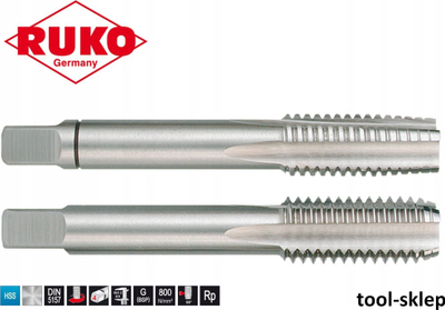 Set serumash tubash Ruko G 1/8, HSS, 2 copë, ngjyrë argjendi