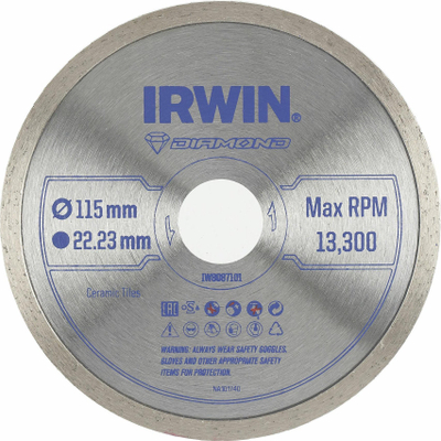 Disk prerës me diamant IRWIN IW8087101, 115mm, vrimë 22.23mm, argjendtë