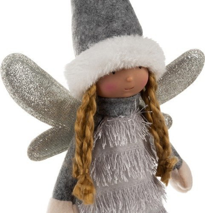 Декоративна новогодишна фигура Ruhhy Fairy 22343, со декоративни крилја, сива