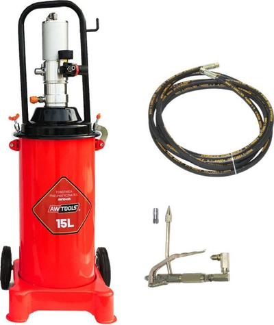 Pompë pneumatike vazeline AWTools AW10405, 15L, me zorrë 4m, e kuqe