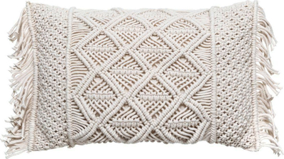Jastëk dekorativ Macrame Boho, 30x50 cm, ngjyrë natyrale