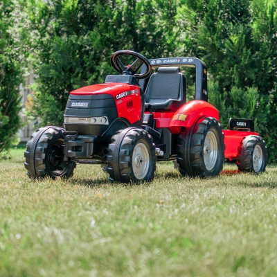 Traktor lodër me pedale Falk Case IH Puma 240CVX, me rimorkio, i kuq