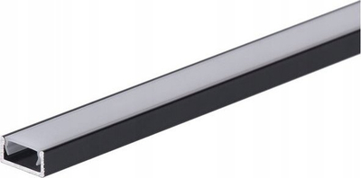 Profil LED sipërfaqe Prescot Basic, 2m, kapak qumështi, i zi