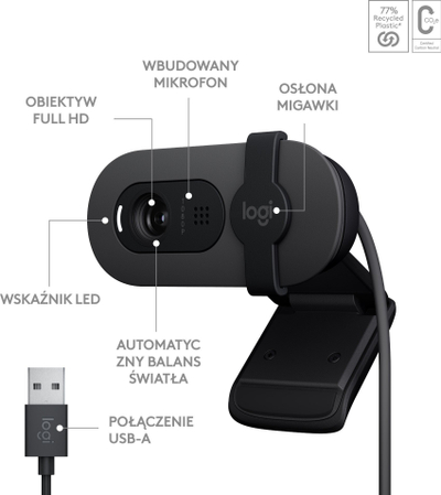 Set tastjere dhe mi Logitech MK220 pa tela, Full HD 1080p, kamer Brio 100, i zi