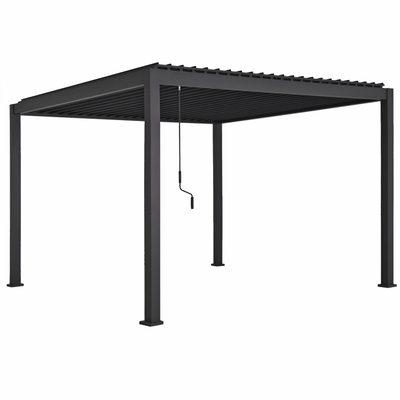 Pergolë alumini Domecil HM6611.01, lamele rrotulluese, 300x300x240 cm, e zezë