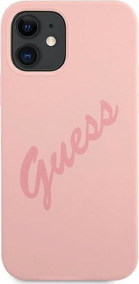 Kuti mbrojtëse Guess GUHCP12SLSVSPI për iPhone 12 mini, silikon, rozë