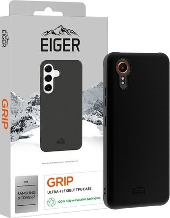 Këllëf telefoni Eiger Grip për Samsung Xcover7, TPU i butë, i fortë ndaj rënieve, i zi