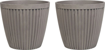 Set vazo lulesh Beliani Poka, 2 copë, 36 cm, gri taupe