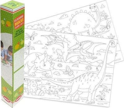 Poster për ngjyrosje në dysheme Floor Coloring Dinosaur, 50x70cm, letër e bardhë
