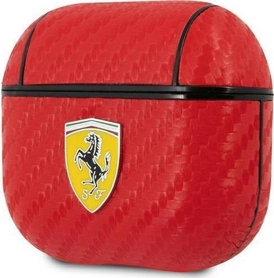 Mbulesë Ferrari FESA3CARE për AirPods 3, karbon PU, e kuqe