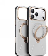 Mbulesë telefoni Torras Ostand Spin Vegskin, për iPhone 17 Pro Max, me unazë mbajtëse, gri