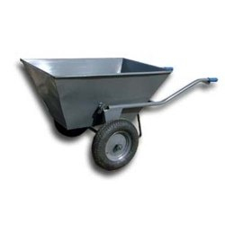 Karrocë ferme metalike Painted Feed Cart, kazan kapacitet i madh, 2 rrota pneumatike, gri