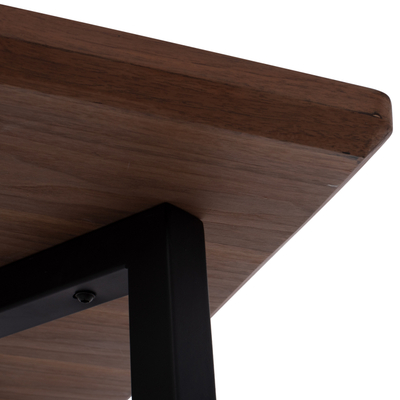 Tavolinë ngrënie JAY HM9304.02, MDF veneer arre, 200x100x75 cm, kornizë metalike e zezë