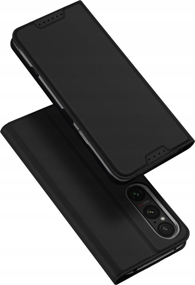 Kllëf telefoni Dux Ducis Skin Pro për Sony Xperia 1 VI, me kapak palosës, i zi