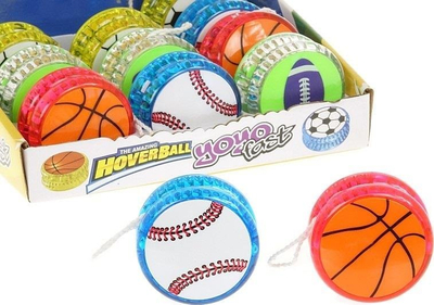 Lodër yo-yo Adar Hoverball, set 12 copë, motive sportive, shumëngjyrëshe